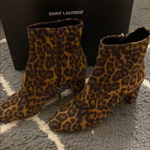 YSL Saint Laurent Lou 75mm Leopard Booties 8.5 - Picture 4 of 7